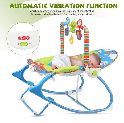 Picture of Baby Rocker Portable Rocking Chair 2 in 1 Musical Infant to Toddler Rocker Dining Chair Pink & Blue