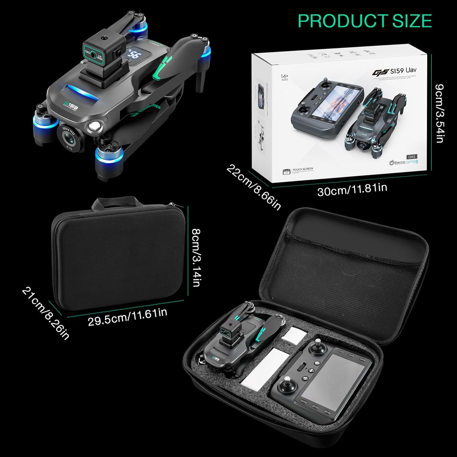 Picture of S159 Drone G.P.S 5G Screen Remote Control 4K Dual Camera 360° Obstacle Avoidance with Built-in 5 inch Remote Display