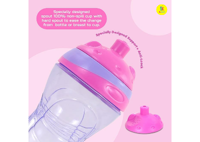 Picture of PUR 5508 Click & Lock Sippy Cup for Baby & Toddler, Leak Proof, 100% BPA Free, Easy to Hold, Frim Grip Sipper Bottle for Kids 360ml / 12oz (Pink, 12+ Months)