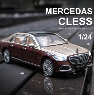 Picture of 1:24 Mercedes Maybach S680 Diecast Alloy Car Luxurious Simulation Toy Vehicles Metal Car 6 Doors Open Model Car Sound Light Toys For Gift