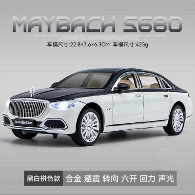 Picture of 1:24 Mercedes Maybach S680 Diecast Alloy Car Luxurious Simulation Toy Vehicles Metal Car 6 Doors Open Model Car Sound Light Toys For Gift
