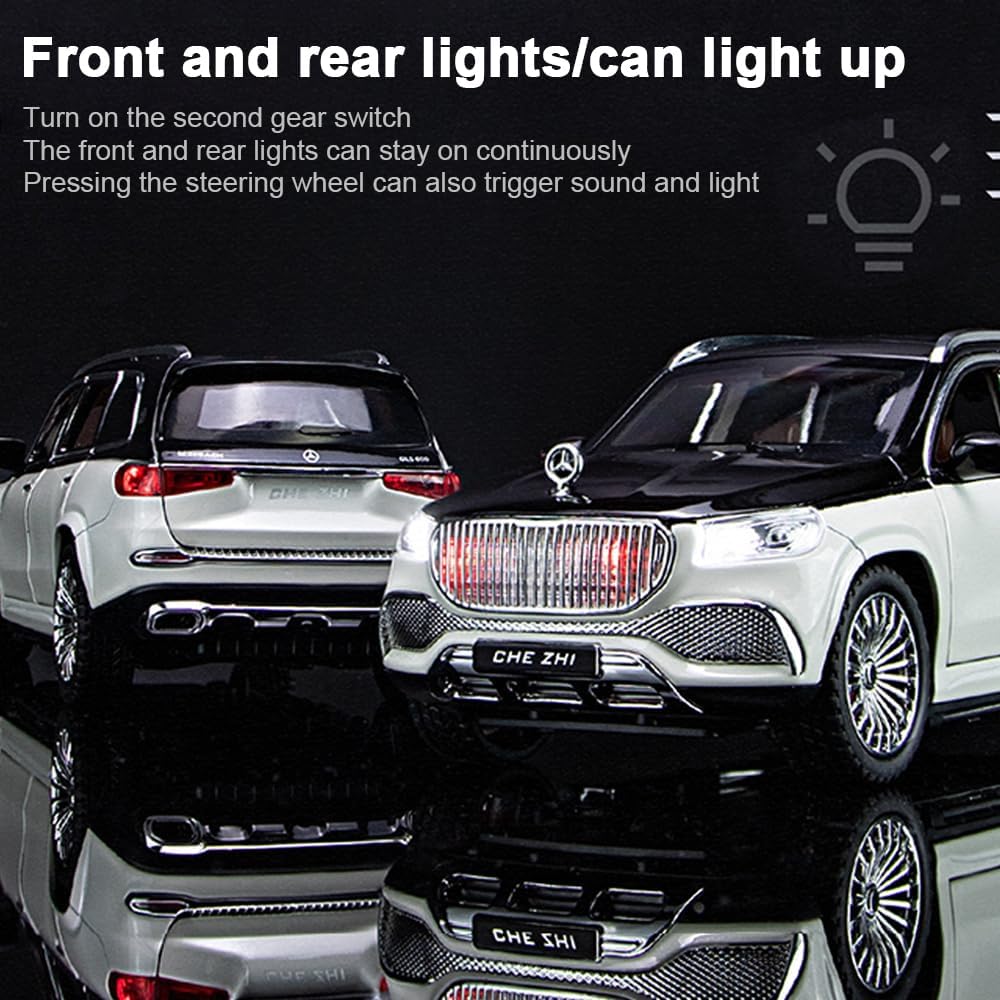 Picture of 1:24 Scale Benz GLS600 Alloy Car Model Diecast Car Sound Light Car Lovers Collection Kids Birthday Gift Metal Boys Toys ,1:24 light sound pullback alloy 6 doors opened simulation car