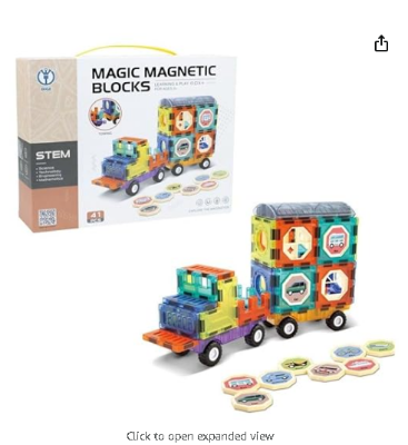 Picture of Massive Reckon® 41 Pcs Magnetic Tiles & Blocks Stem Learning Building Block Set, Educational Toys for Boys & Girls - (Multicolor)