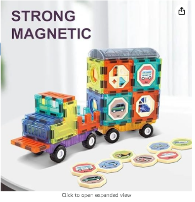 Picture of Massive Reckon® 41 Pcs Magnetic Tiles & Blocks Stem Learning Building Block Set, Educational Toys for Boys & Girls - (Multicolor)