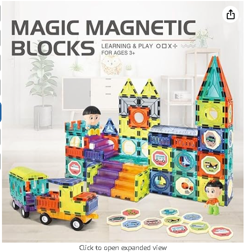 Picture of Massive Reckon® 41 Pcs Magnetic Tiles & Blocks Stem Learning Building Block Set, Educational Toys for Boys & Girls - (Multicolor)