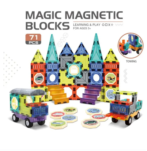 Picture of 168-Piece Magnetic Master Builders Set - Unlock Creativity with Big Size Magnetic Building Blocks and Tiles!