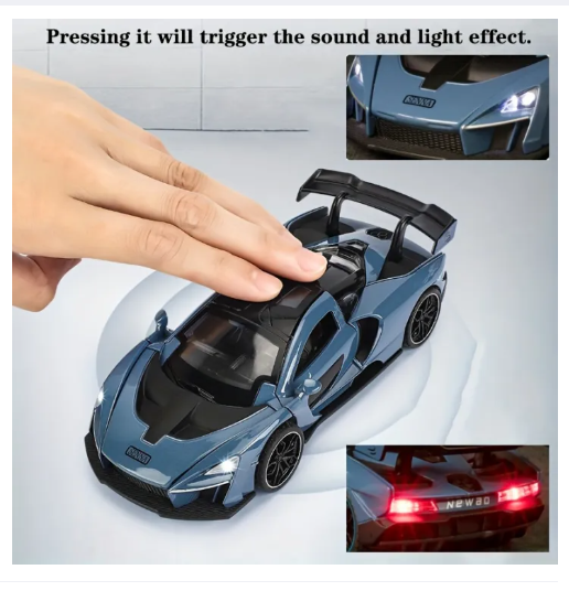 Picture of 1:32 Alloy Toy Car, Alloy Car Model, Sound And Light Model Car, Simulation Alloy Supercar, Pull Back Toy Car Birthday Gift Holiday Gift Christmas Gift