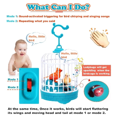 Picture of Talking Bird Toy for Kids | Interactive Toy & Repeat What You Said | Singing & Chirping in The Birdcage | Gifts for Babies, Kids & Children