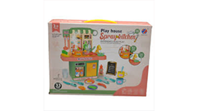 Picture of Kids simulation kitchen 33PCS plastic cooking table pretend play set home modern kitchen toy set