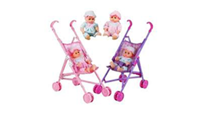 Picture of Baby Infant Doll Stroller Carriage Foldable with Doll for 12inch Doll Mini Stroller Toys Gift Pink Color:2239C-01 plastic cart + doll
