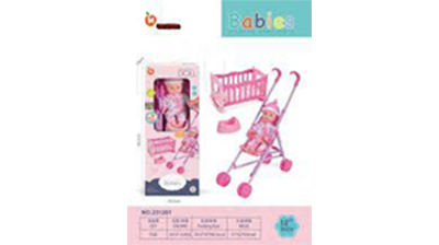 Picture of Doll Collection Toy Foldable Doll Stroller With Sturdy Handle Baby Girl Play House Doll Toy Childrens Gift