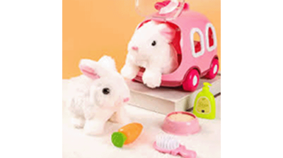 Picture of Smart Rabbit Toys Can Bark, Jump, Walk, Pet Cute Baby Plush Puppy, Little White Rabbit Baby Interactive Toys