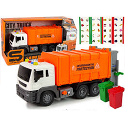 Picture of The road to happiness Store - Garbage Truck Trash Can Bin Model Car Toy Vehicle Sound & Light Kids Gift