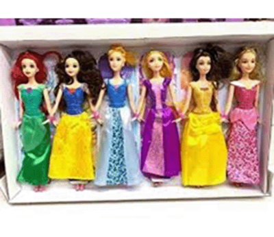 Picture of 6 pcs Barbie Princess Doll set with Beautiful princess dress 30 cm doll