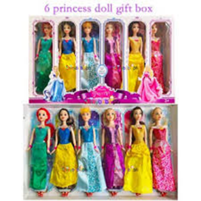 Picture of 6 pcs Barbie Princess Doll set with Beautiful princess dress 30 cm dol