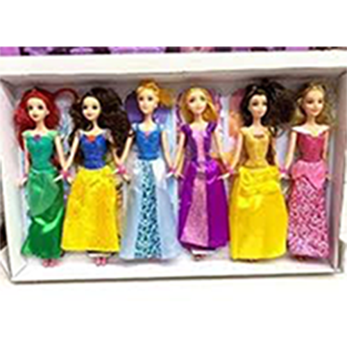 Picture of 6 pcs Barbie Princess Doll set with Beautiful princess dress 30 cm dol