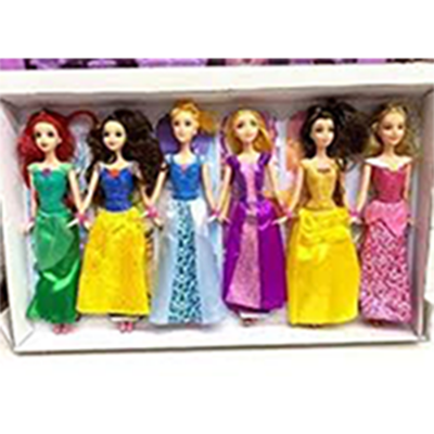 Picture of 6 pcs Barbie Princess Doll set with Beautiful princess dress 30 cm dol