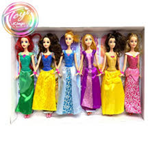 Picture of 6 pcs Barbie Princess Doll set with Beautiful princess dress 30 cm dol