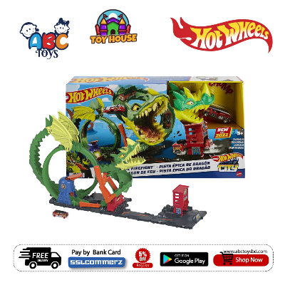 Picture of Hot Wheels HDP03 Track Set City Dragon Drive Firefight