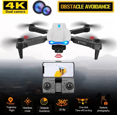 Picture of Drone E99 K3 Pro RC Drone with 4K Dual Camera, Mini Drone for Kids and Adults, RC Quadcopter with 3D Flips, Obstacle Avoidance, Trajectory Flight, Headless..