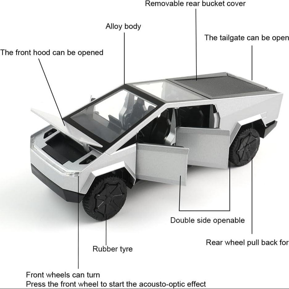 Picture of 1/32 Pickup Off-Road Vehicle Alloy Car Model Diecast Metal Toy Truck Model Simulation Sound Light Gifts for boy Girl.