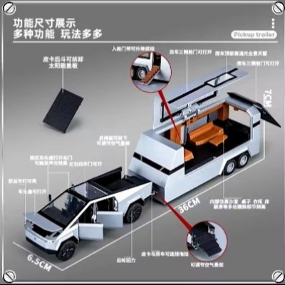 Picture of Diecast Toys 1:24 Scale Tesla Pickup Trailer Car Mode Simulation Alloy Car Model Gifts