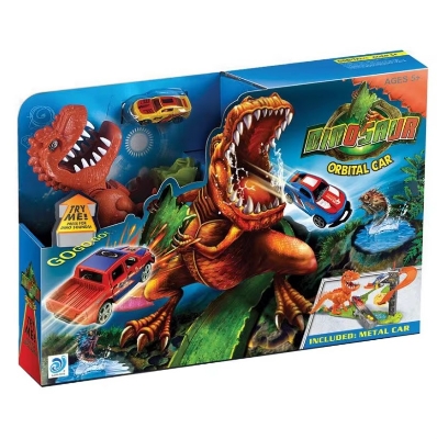 Picture of New trending electric slot toy car mega orbital DIY assemble dinosaur car slot racing track toy train with alloy car