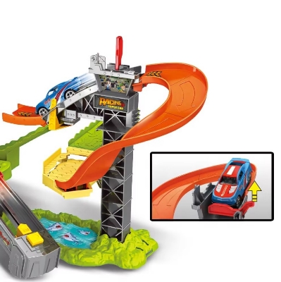 Picture of New trending electric slot toy car mega orbital DIY assemble dinosaur car slot racing track toy train with alloy car