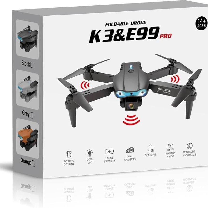 Picture of Drone E99 K3 Pro RC Drone with 4K Dual Camera, Mini Drone for Kids and Adults, RC Quadcopter with 3D Flips, Obstacle Avoidance, Trajectory Flight,