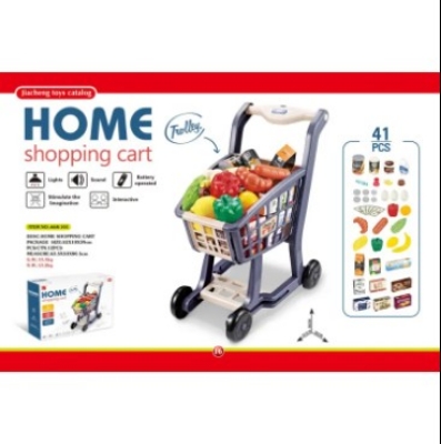 Picture of Children's Simulation Supermarket Shopping Cart Set Lighting Music Fruit And Vegetable cart toy trolley Family Toys 2024