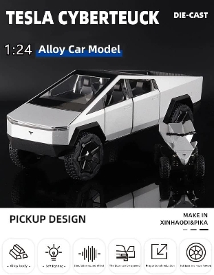 Picture of 1:24 Scale Tesla Cyberpunk Pickup Truck Alloy Model Toys Simulation Vehicle Sound And Light Pull Back Collection Boys Decoration