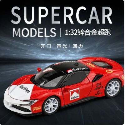 Picture of 1:32 Ferrari SF90 Supercar High Simulation Diecast Metal Alloy Model car Sound Light Pull Back Collection Kids Toy Gifts