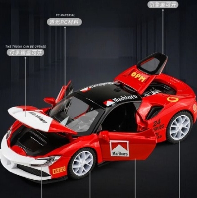 Picture of 1:32 Ferrari SF90 Supercar High Simulation Diecast Metal Alloy Model car Sound Light Pull Back Collection Kids Toy Gifts