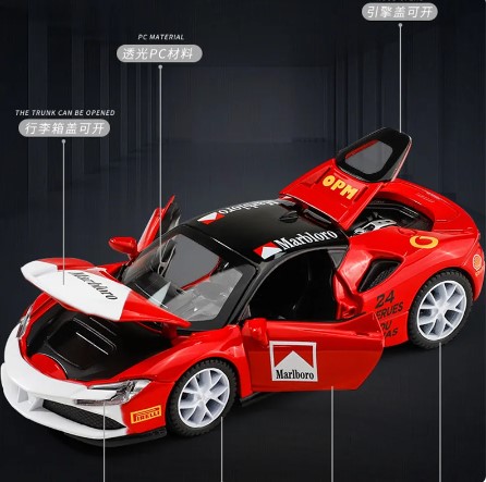 Picture of 1:32 Ferrari SF90 Supercar High Simulation Diecast Metal Alloy Model car Sound Light Pull Back Collection Kids Toy Gifts