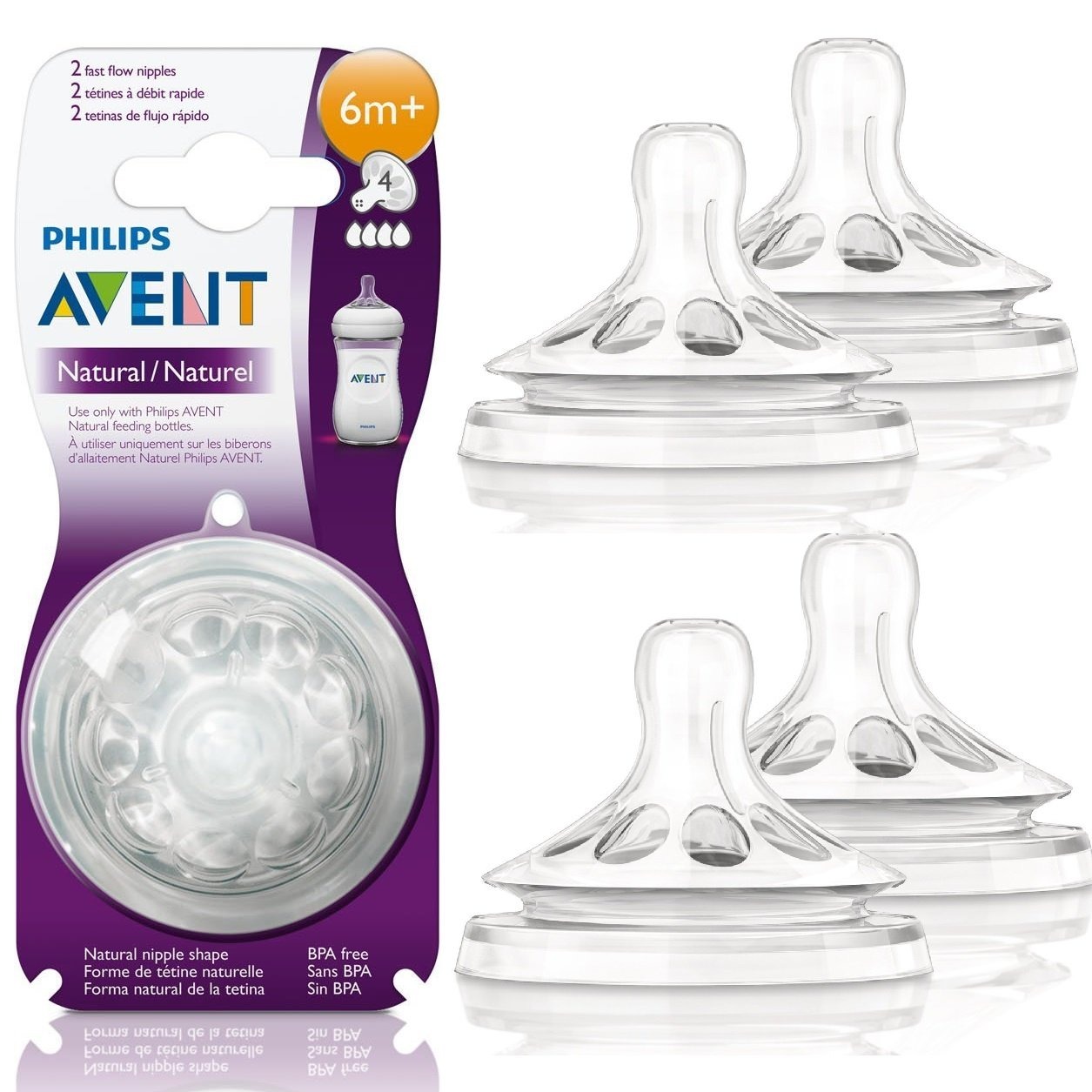 Picture of Philips Avent Natural Teat 0m+ 1M+/2m+/3m+/ 6m+Twin Pack Nipple - (SCF042/27)