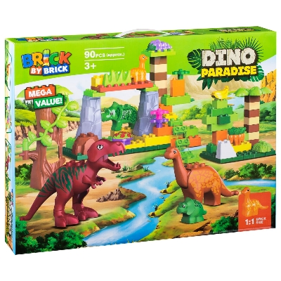 Picture of 48 Piece Dinosaur Paradise Building Blocks Set STEM Learning Mighty Dinosaur Blocks Brick Building Set Compatible with All Major Brands Dinosaur Toys