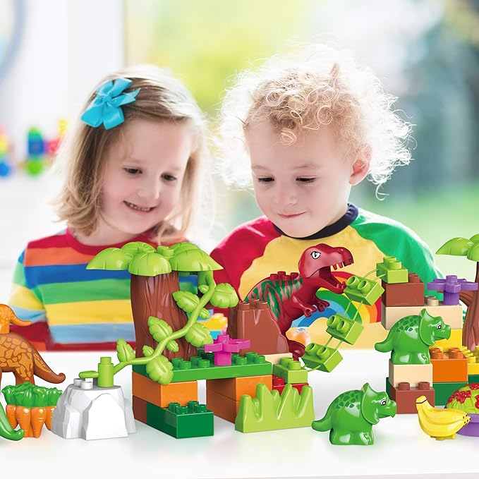 Picture of 48 Piece Dinosaur Paradise Building Blocks Set STEM Learning Mighty Dinosaur Blocks Brick Building Set Compatible with All Major Brands Dinosaur Toys