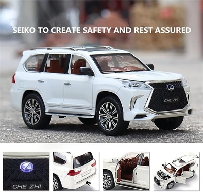 Picture of Haomabu Lexus LX570 1/32 Off-Road SUV Car Model , Alloy Pull Back diecast Metal Toy with Sound Light 6 Open Doors for Kids Boy Girl Gift