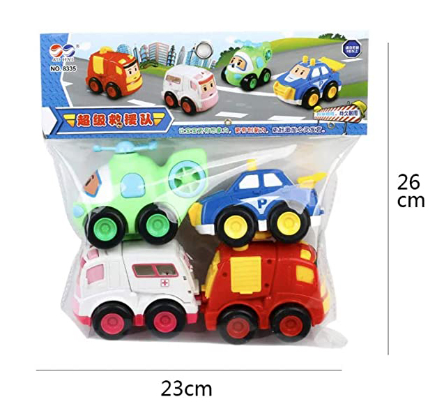Picture of Unbreakable Friction Powered Cartoon Car Toy Set - 4 Pieces
