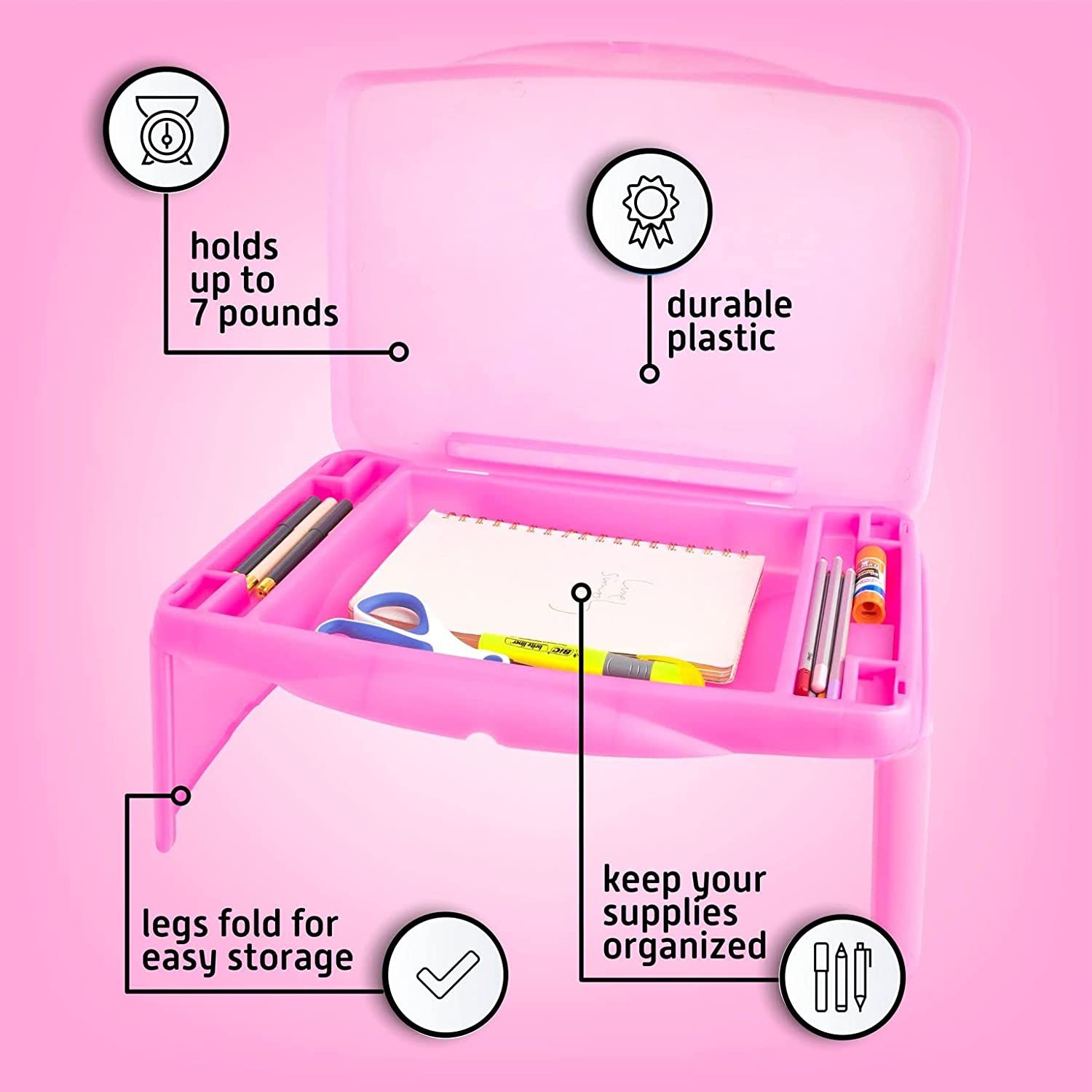 Picture of Folding Lap Desk, Laptop Desk, Breakfast Table, Bed Table, Serving Tray - The lapdesk Contains Extra Storage Space and dividers & Folds Very Easy, Great for Kids, Adults, Boys, Girls,