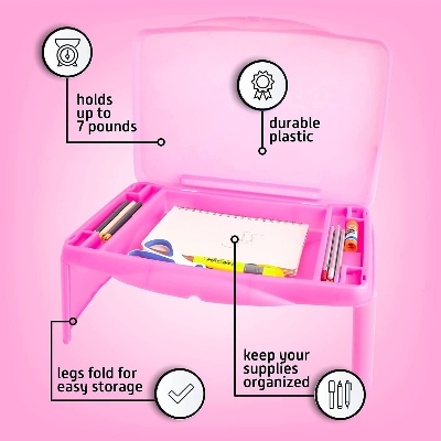 Picture of Folding Lap Desk, Laptop Desk, Breakfast Table, Bed Table, Serving Tray - The lapdesk Contains Extra Storage Space and dividers & Folds Very Easy, Great for Kids, Adults, Boys, Girls,