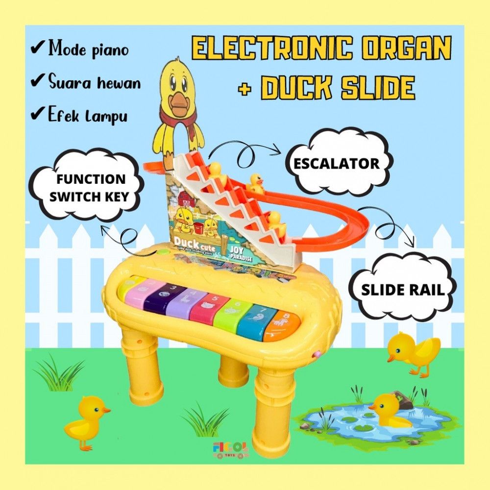 Picture of Early Education Duck Cute 2 in1 Multifunction piano and Duck Slide Toy