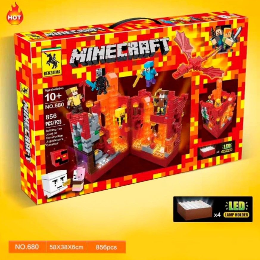 Picture of 856 Pcs Minecraft Battle in Red Fortress  Toy for Kids Mistry Castle (680)