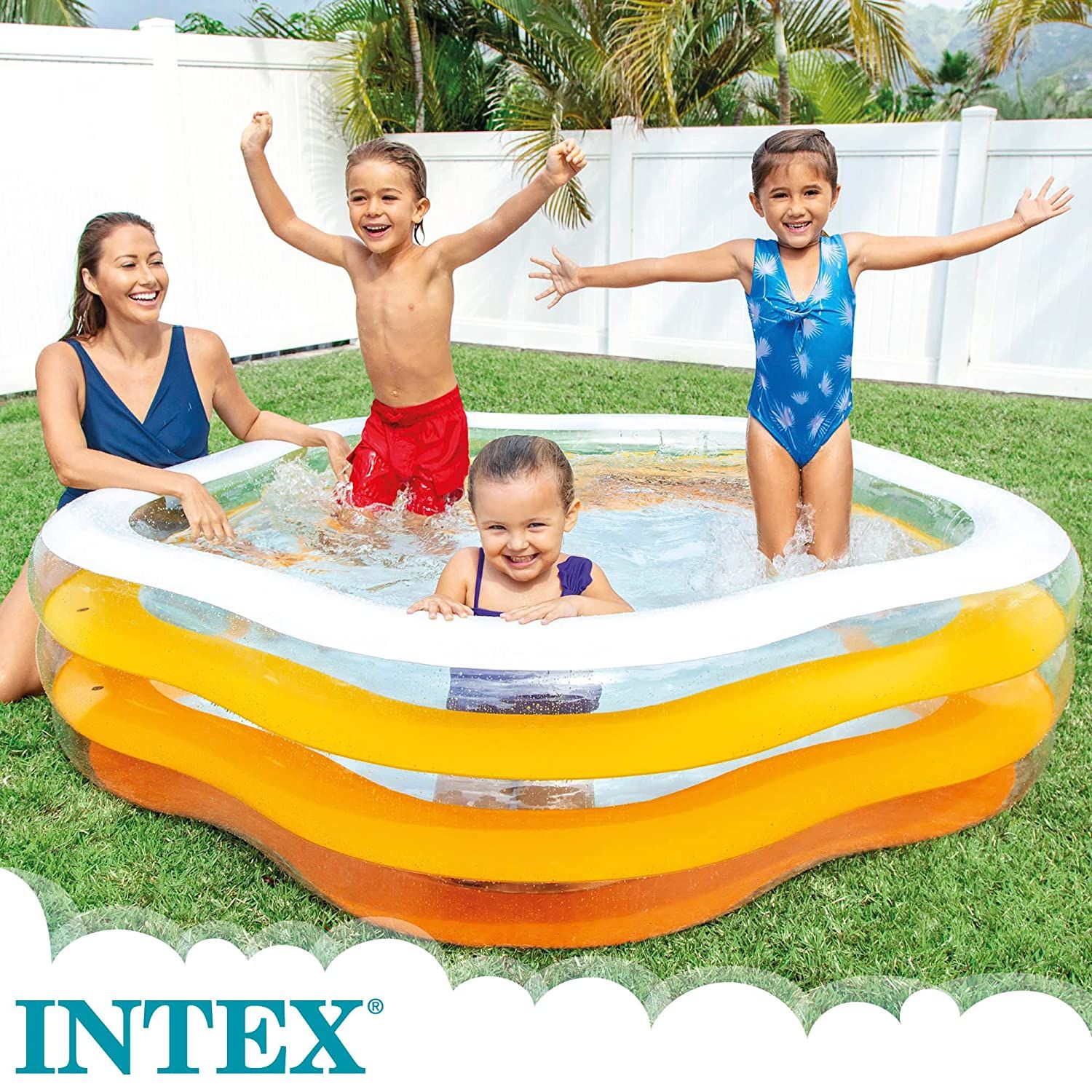 Picture of Intex Large Pentagonal Inflatable Family Pool 56495NP- 185x180x53 CM (427 Liters)