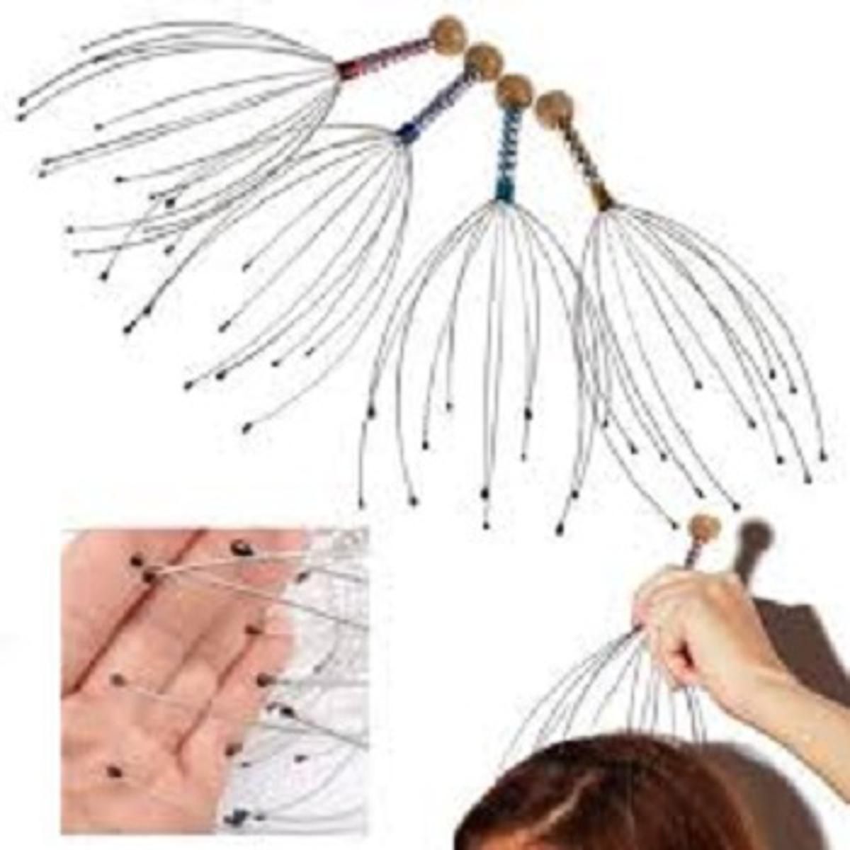Picture of Head massager/Stainless Steel Head Massager/[1-Pcs] Stainless Steel Octopus Scalp Hair Stimulator Stress Relief Relax Head Massager - SILVER