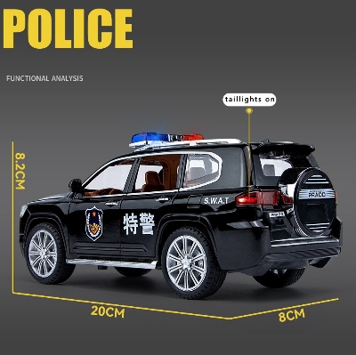 Picture of 1/24 Alloy Diecasts Toyota Prado Car Model Toy With Sound Light 6 Doors Opened