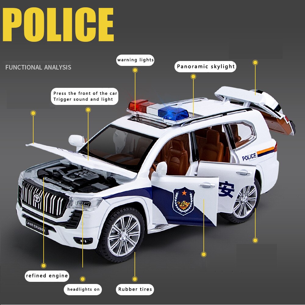 Picture of 1/24 Alloy Diecasts Toyota Prado Car Model Toy With Sound Light 6 Doors Opened