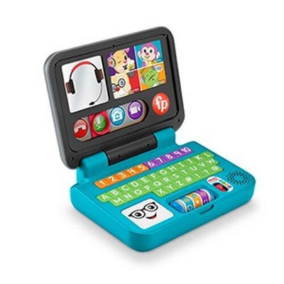 Picture of Fisher-Price Laptop Laugh & Learn Let's Connect toy with lights music and Smart  content for toddlers-HCF33