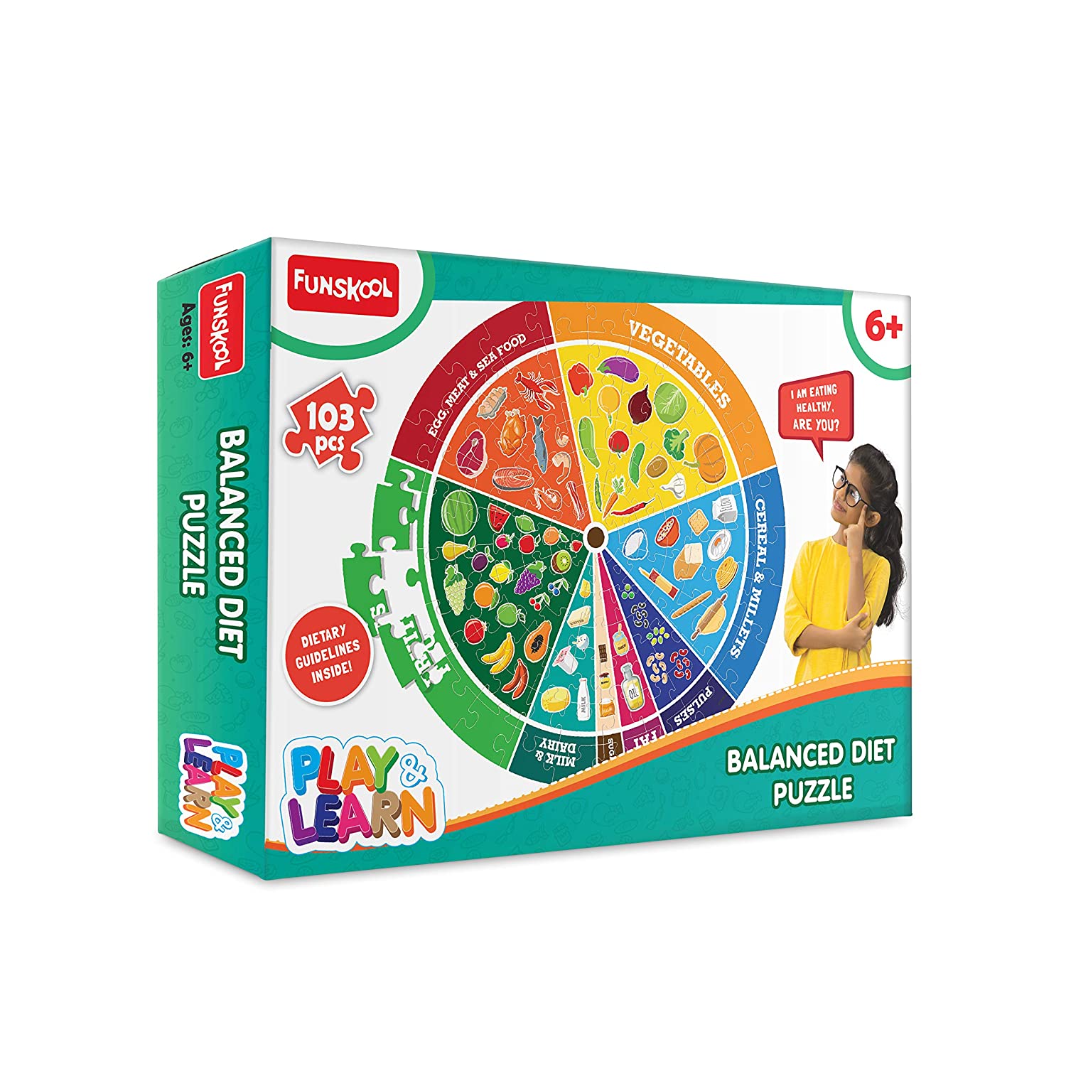 Picture of Funskool 103 Pieces Puzzle Balanced Diet Play & Learn Educational Toy for 6 Year Old Kids and Above