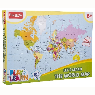 Picture of Funskool 105 Pieces Puzzle Play & Learn-World Map Educational For 6 Year Old Kids And Above